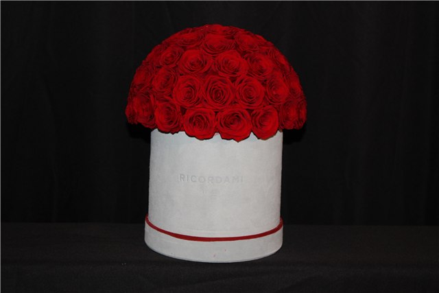 Small red roses · light blue base