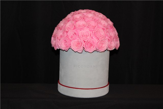 Small pink roses · light blue base