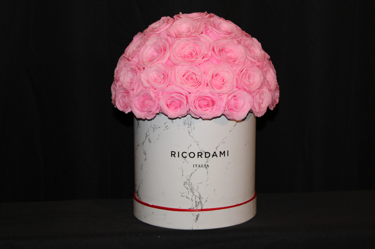 Actual pink preserved rose arrangement